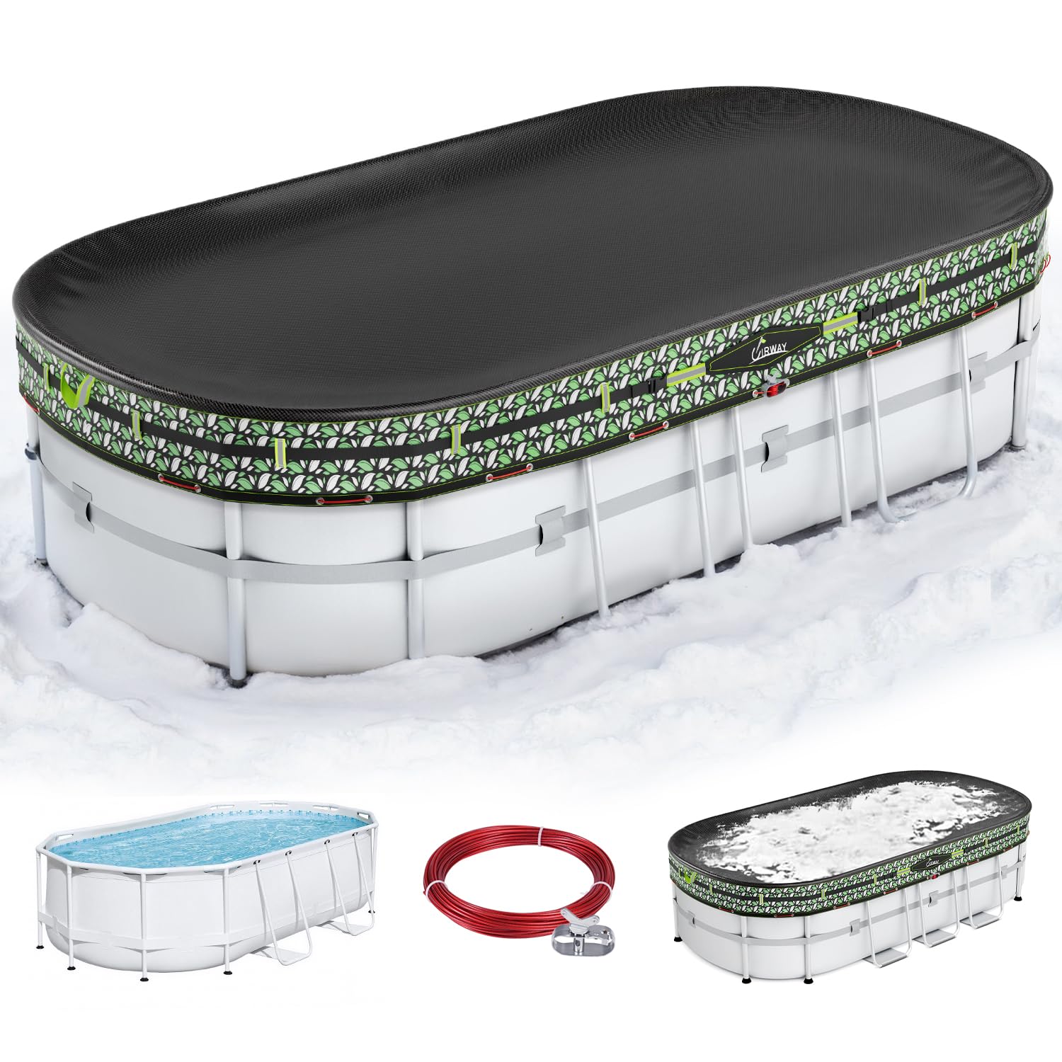 Extra-Thick Winter Pool Cover – 200gsm Heavy-Duty, Cold-Resistant & Windproof Cover for Above-Ground Pools